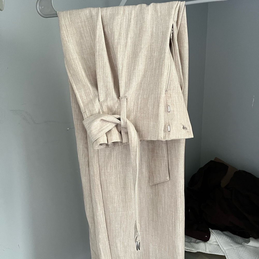 Nine West Tan Wide-Leg Trousers with Belt